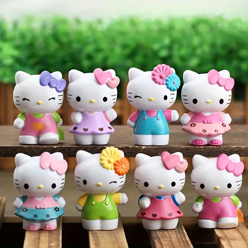 TEMU 8pcs For Hello Kitty Mini Desktop Figurine Set - Creative Pvc Home, Office And Car Decoration | Perfect Gift For Birthdays, Christmas, Valentine's Day, Graduation Ceremonies, Etc.