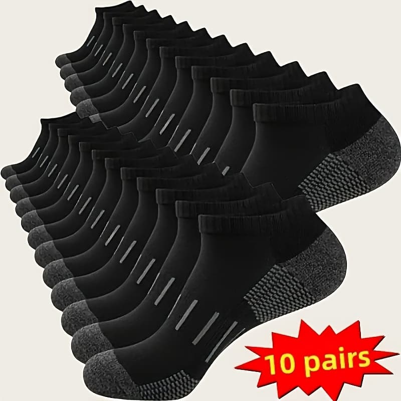 TEMU 10 Pairs Of Large-sized Men's Sports Socks, Women's Socks, Men's Cushioned Short Socks For Running Performance, Outdoor Socks, Cycling Socks, Suitable For Spring, Summer, And Autumn