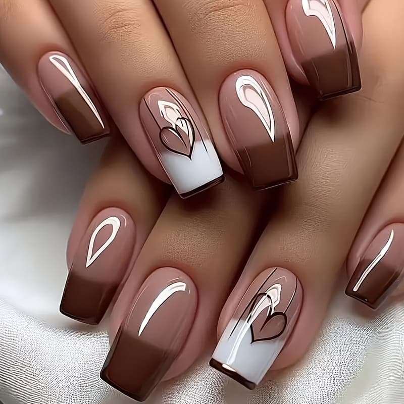 TEMU Look With 24pcs Of Wearable Nail Patches, , Love Heart, Gentle Temperament, Pure Desire, Versatile, Personalized, Look , Fake Nails Extension, Detachable Nails With Jelly Glue, 1 Nail File, 1