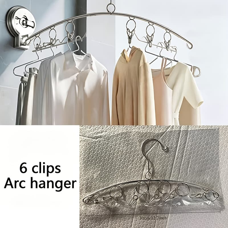 TEMU Multifunctional Stainless Steel Hanger Set, With Multiple Clips, Original Anti-slip Clips And Windproof Design, Is Very Suitable For Drying Socks, Underwear And Clothing, And Easily Folded To .