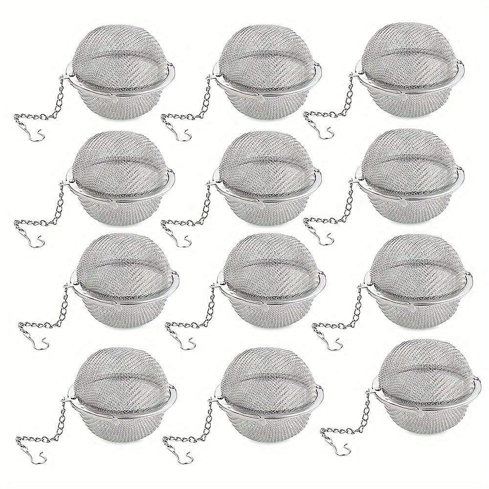 TEMU 12pcs-tea Infuser, Extra Fine Mesh Tea Cup Filter Silicone Handle Stainless Steel Tea Strainer For Brewing Loose Leaf Tea