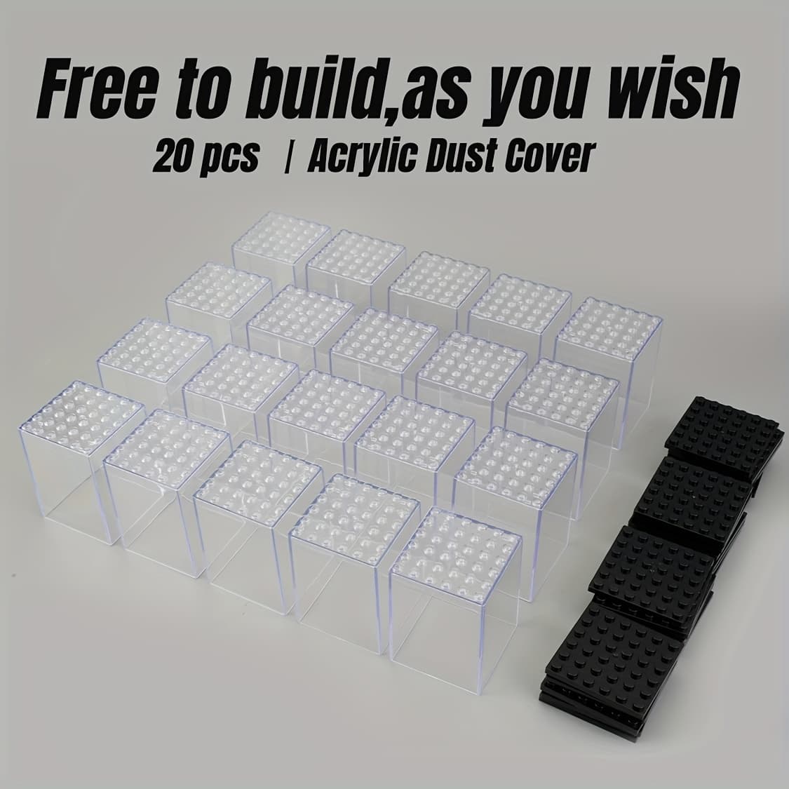 TEMU 20pcs Clear Acrylic Display Cases Set - Dustproof Storage Boxes For Action Figures, Stackable & Free Build, Fits Standard Size Figures, Ideal Gift For Collectors
