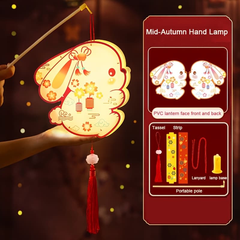TEMU Portable Pvc Glowing Lanterns For The Mid-autumn Festival, Featuring Handmade . A Creative Decoration Kit For Parents And Children To And National Day
