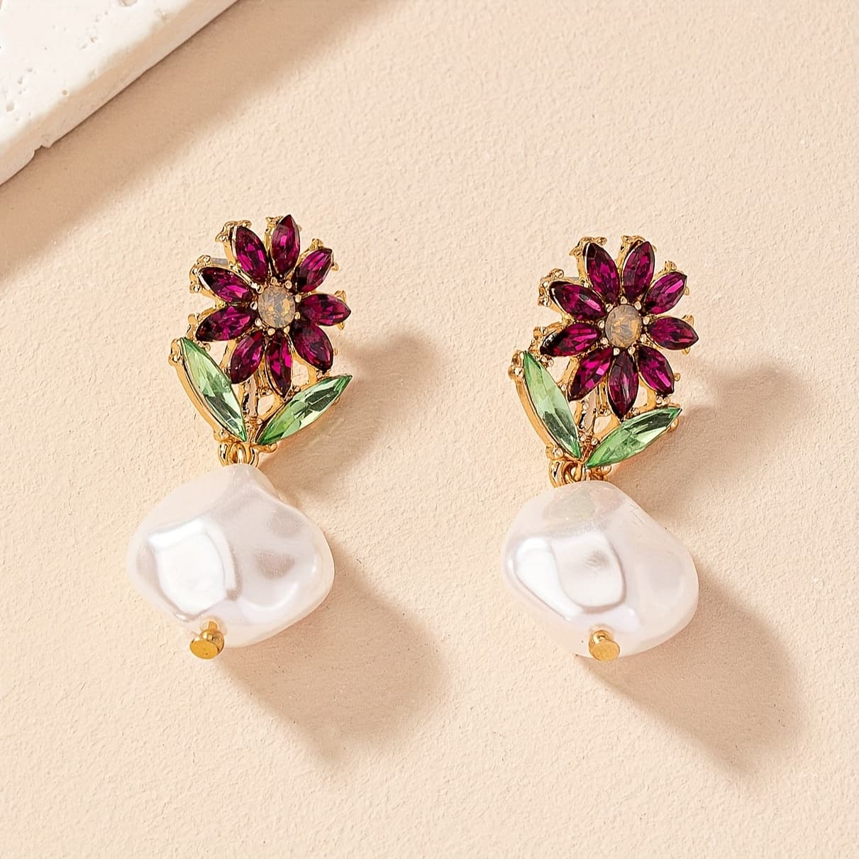 TEMU Elegant Vintage-inspired Flower Dangle Earrings - Perfect For Parties, Birthdays, And