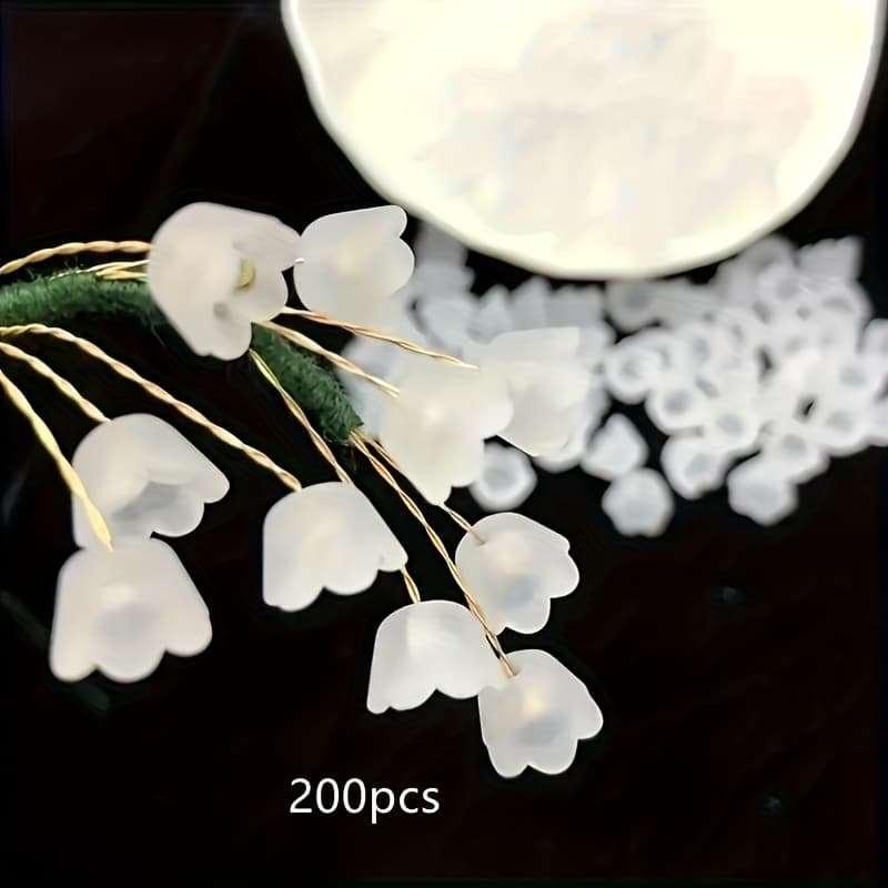 TEMU 200pcs Easy And Versatile White Mixed Color Lily Wind Chime Beads, For Jewelry Making, Perfect For S, Necklaces, Rings And Handmade Gifts