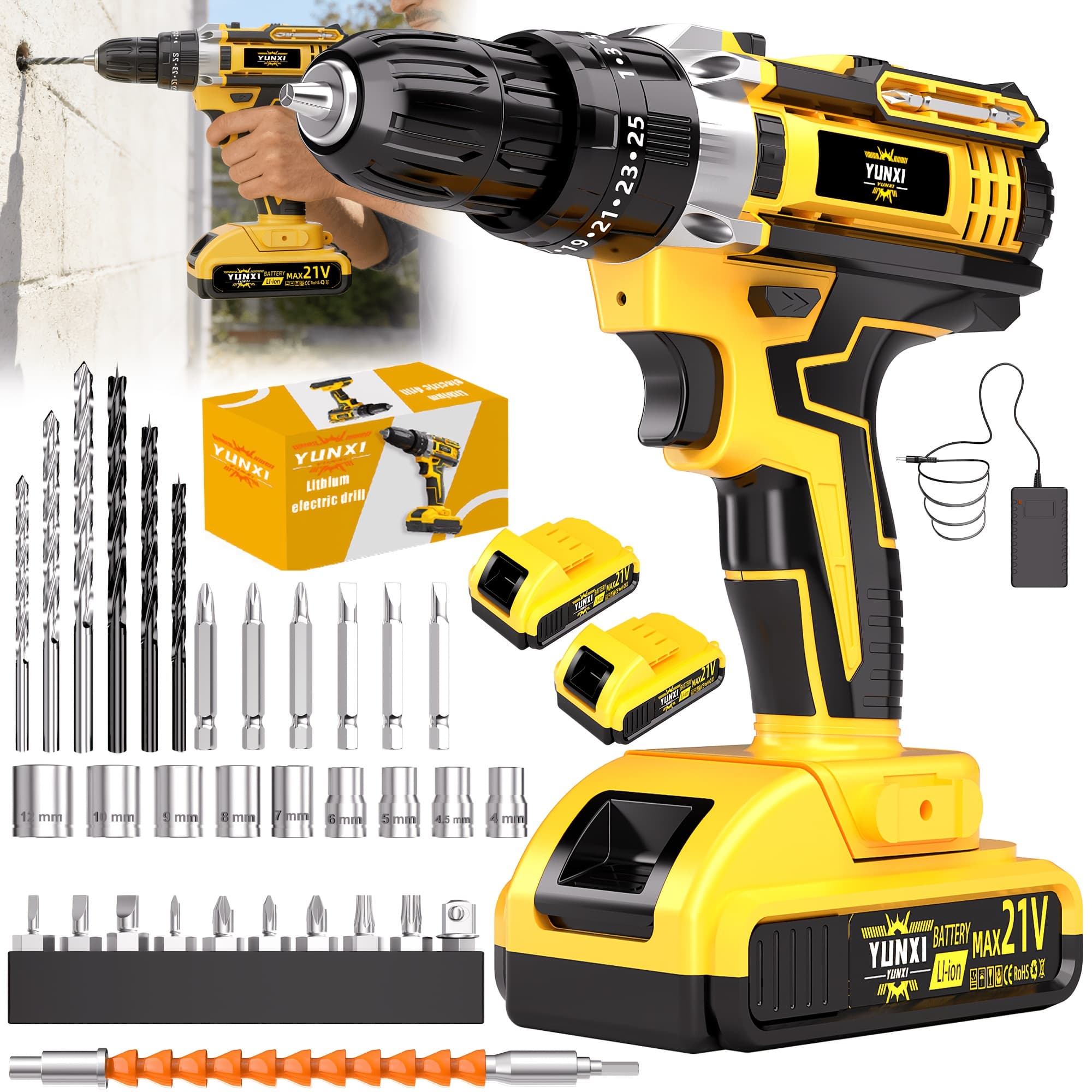 TEMU 21v Household Multifunctional Cordless Drill, Power Tool, With Battery And Charger, Toolbox (optional). Suitable For Gardening, Home Decoration, Outdoor Maintenance, And . The Most Ideal Gift