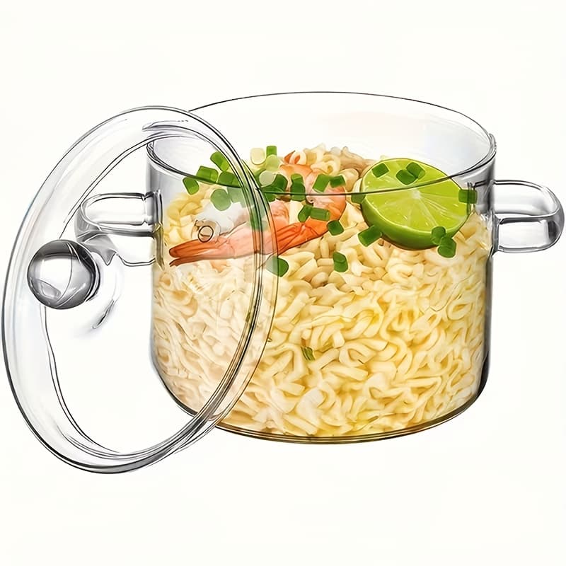 TEMU 1pc 3l/102oz Transparent Glass Stew Pot, With Double Handles And Glass Lid, Suitable For Cooking Noodles, Dishes, Soup And Meat. An For Daily , Thanksgiving Feasts, And Christmas