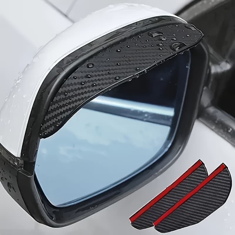 TEMU 2pcs Set Of Car Rearview Mirror Rain Covers, Visors, Thickened Carbon Fiber Texture Rearview Mirror Rain