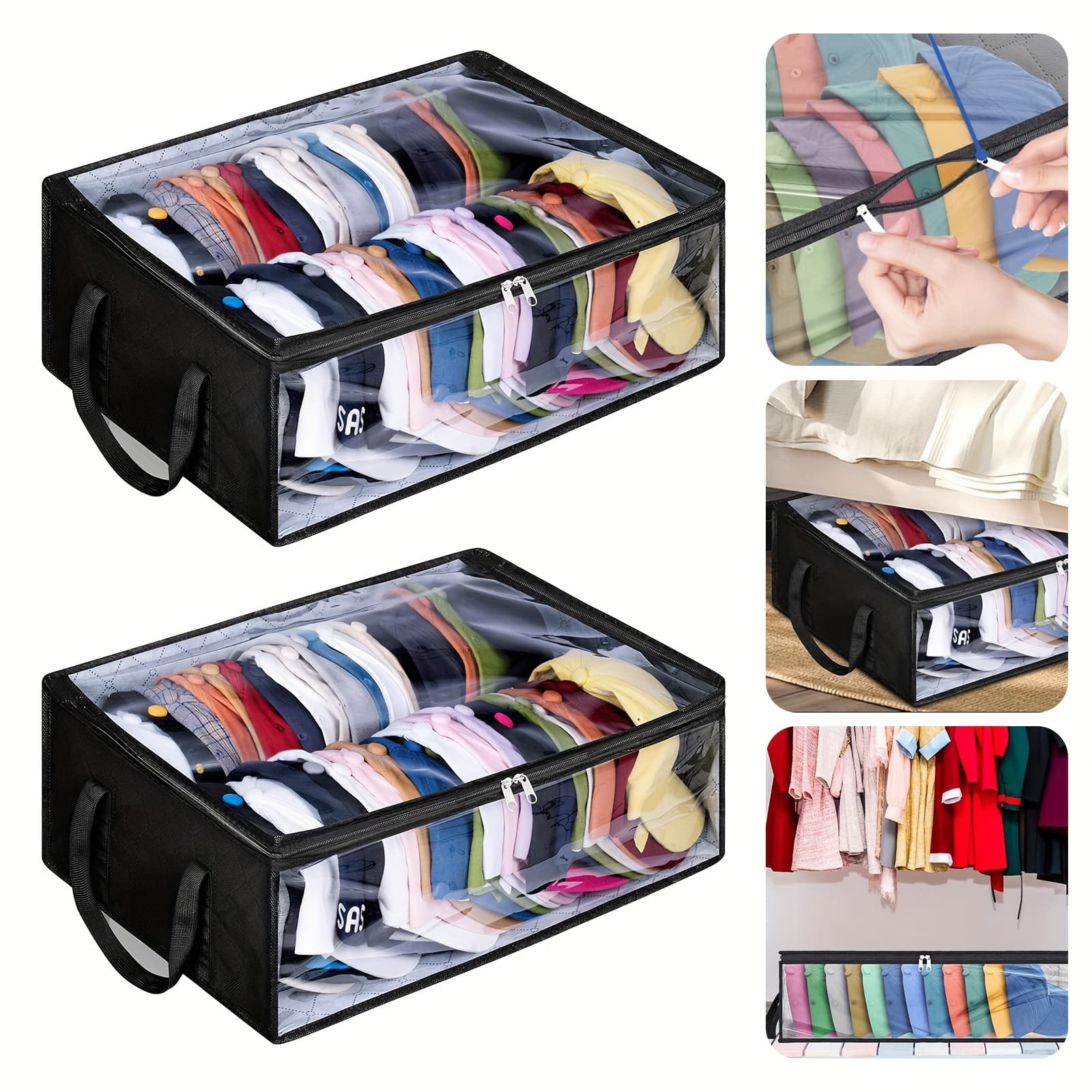 TEMU 2pcs Large Capacity Hat Storage Boxes, Hold Up To 160 Baseball Caps, Space-saving Closet Hat Organizer With Handles, Transparent Dustproof Storage Box For Hats,, Books, Dvds