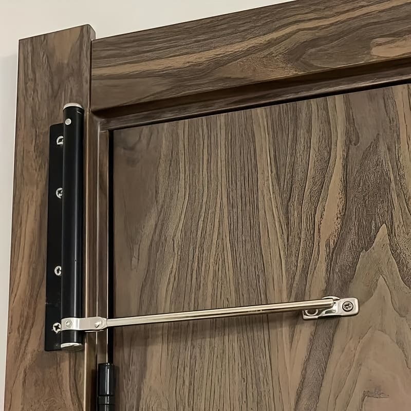 TEMU Automatic Door Closer -304 Stainless Steel Surface Mount, Adjustable Spring, Black With Metal Mounting Bracket, For Commercial And Residential Use, Stylish , Durable Structure