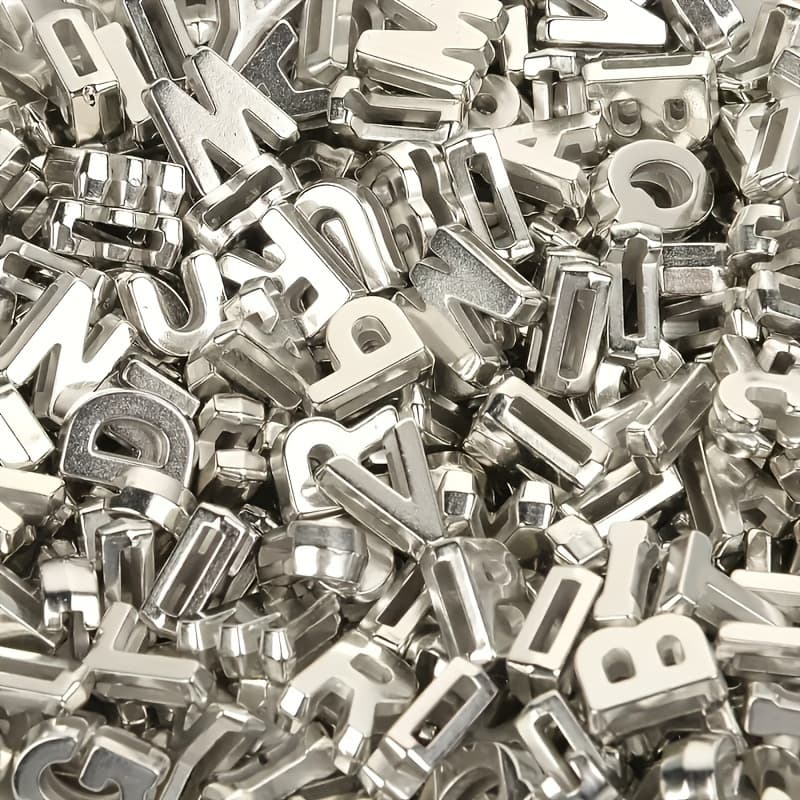 TEMU 80pcs Golden Silvery Large Size Plastic Hollow Letter Beads 9 X 12mm Loose Beads - Perfect For Jewelry, S, Necklaces, And Halloween Crafts