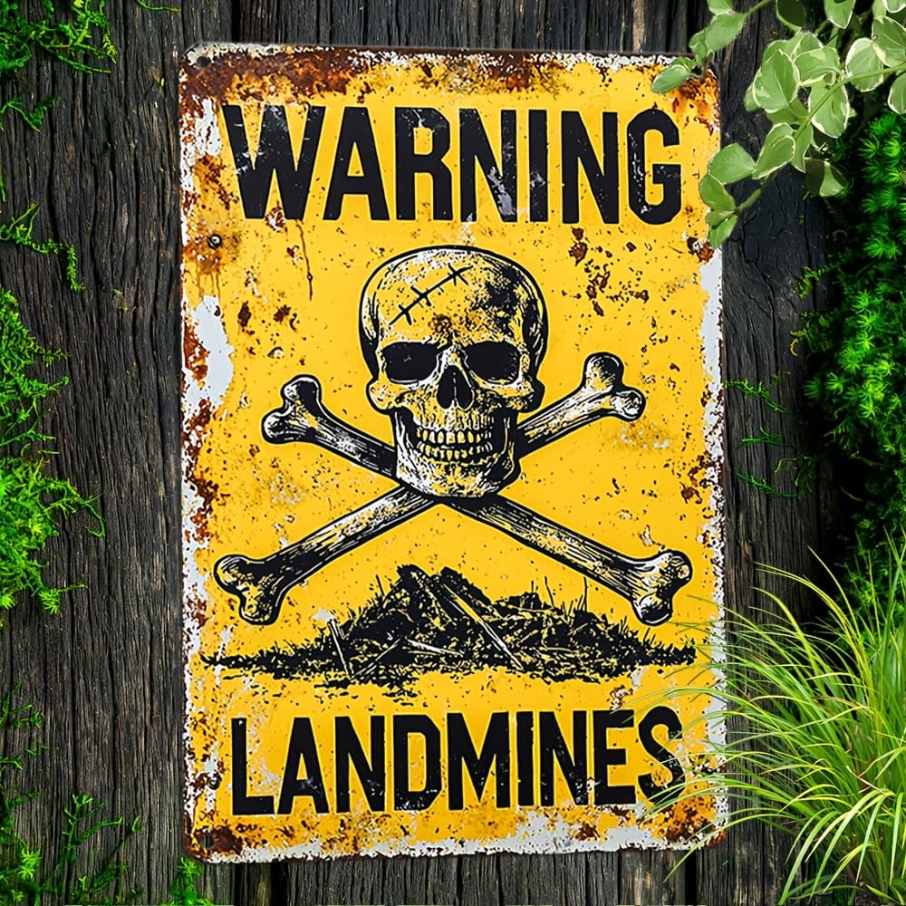 TEMU Vintage Metal Signboard With A Fun "warning Mine" Theme - Great For Decorating Your Home, Garage, Or Garden, And An Ideal Birthday Present For , Measuring 8 Inches By 12 Inches