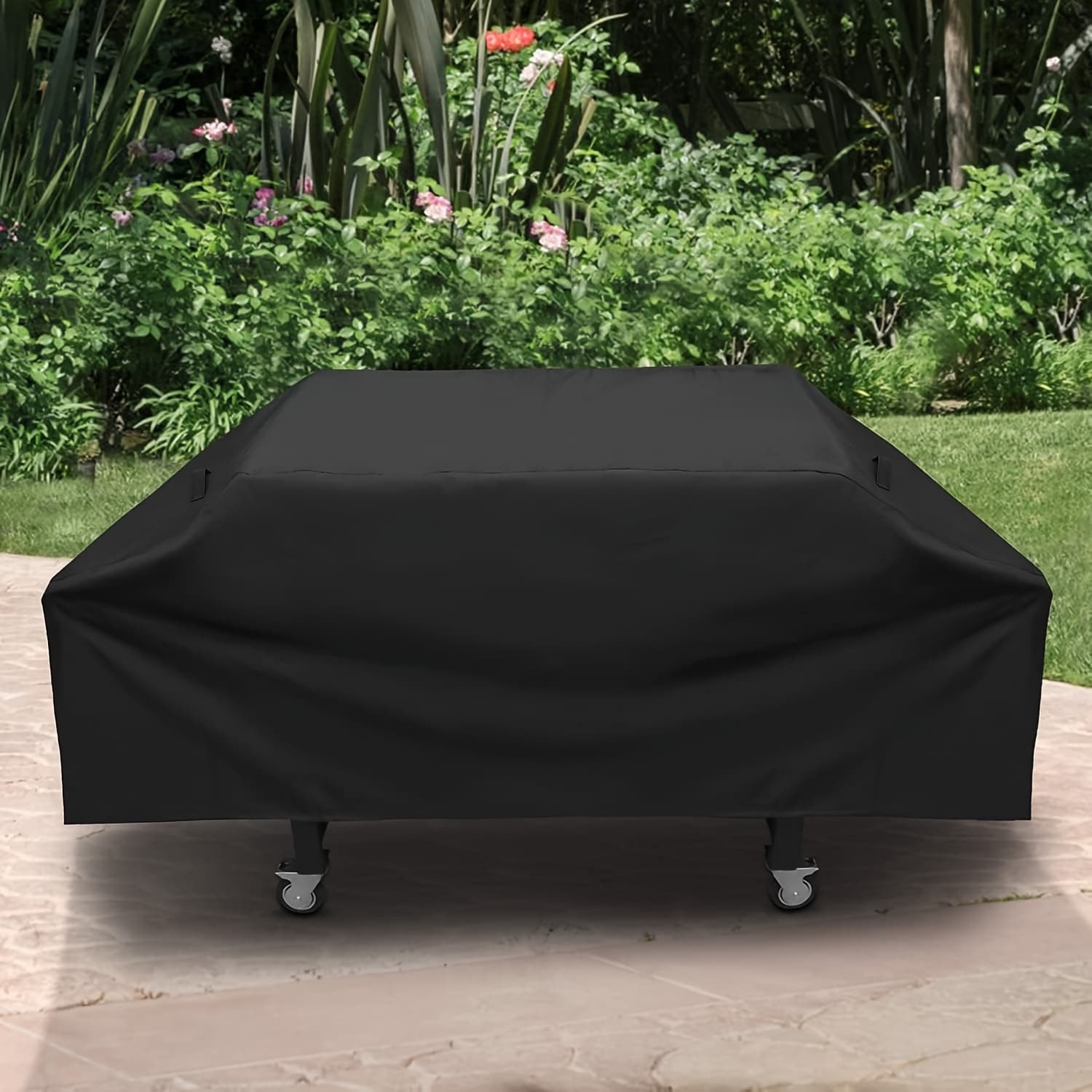 TEMU Black Flat Cover, Suitable For Multiple Similar-sized 4-burner Flat Top Grills, With Silvery Coating, Size: 66.5 Inches Long X 22.5 Inches Wide X 26 Inches High