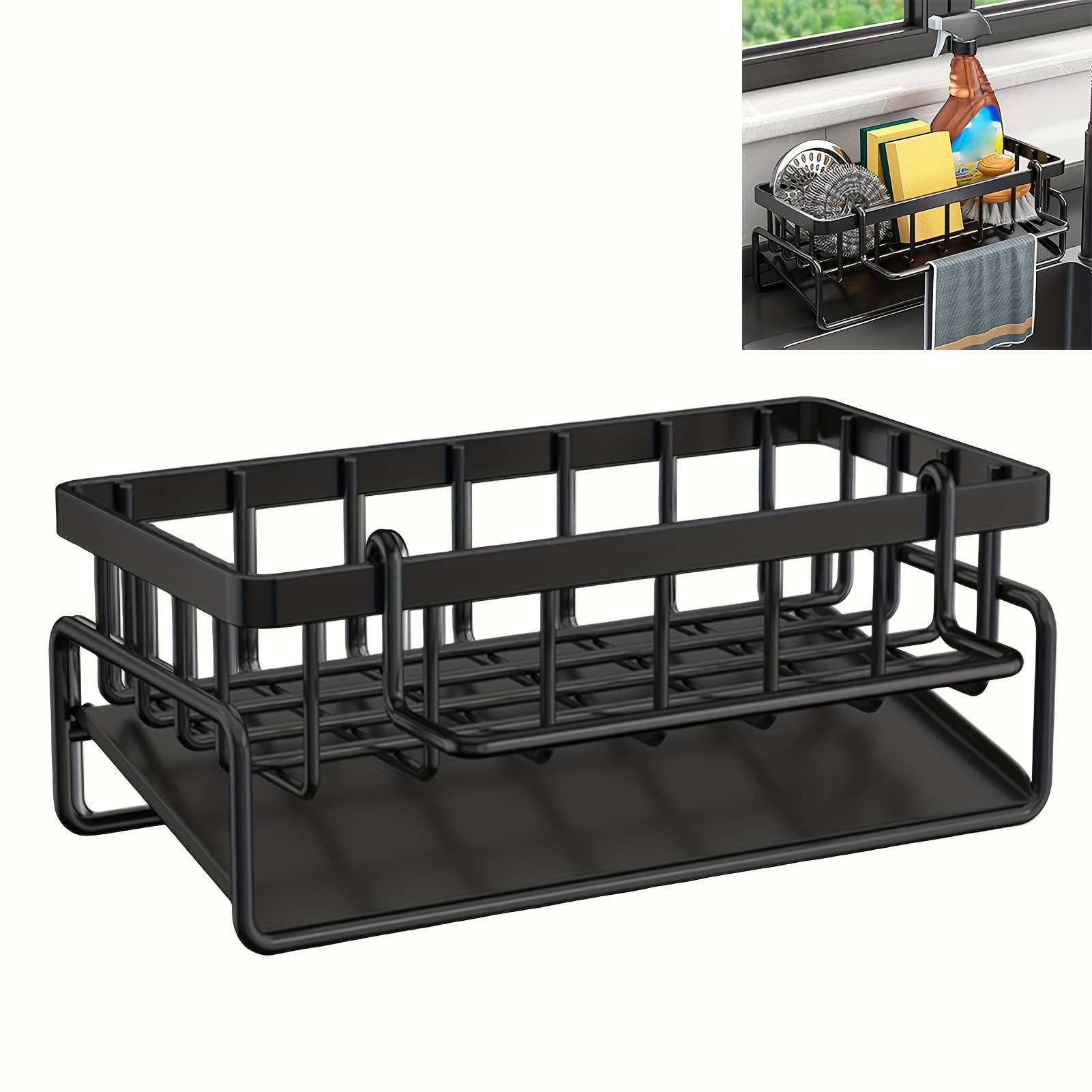 TEMU Stainless Steel Kitchen Sink Sponge Holder Rust Proof Stainless Steel Dishes Rack For Kitchen Sink Counter Top
