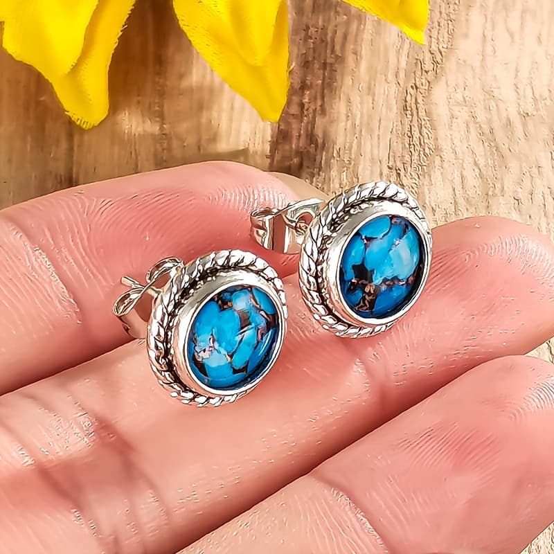 TEMU Vintage Bohemian Enamel Style Round Stud Earrings For Women Daily Carnival Party Vacation Accessories