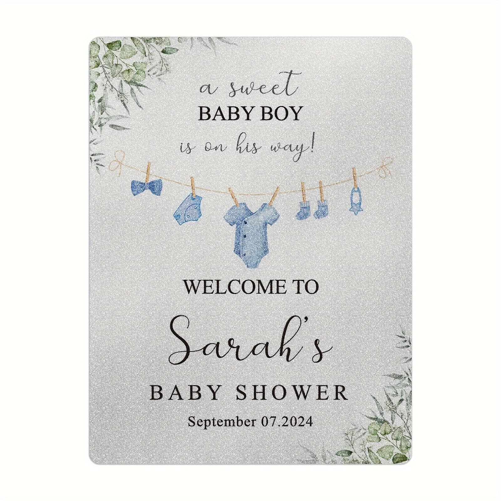 TEMU Custom Shower Welcome Sign - Personalized Name, Perfect For & Gender Reveal Parties, Pvc Material