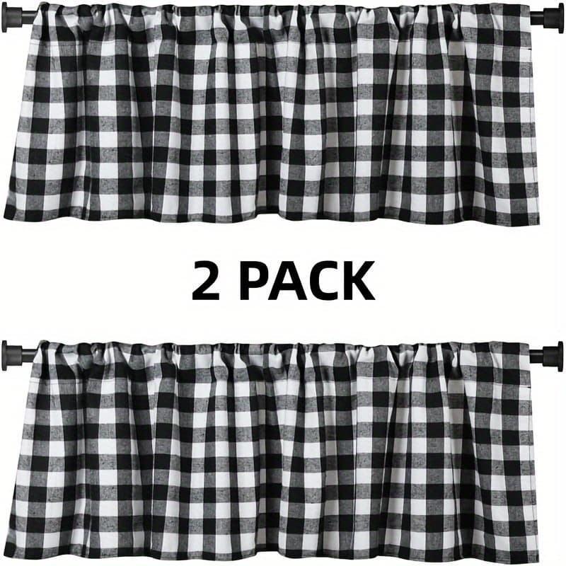 TEMU 2pcs Kitchen Blackout Curtains Simple Farmhouse Design Nordic Style Short Window Drapes, Living Room Office Home Decor Curtains Without Rods