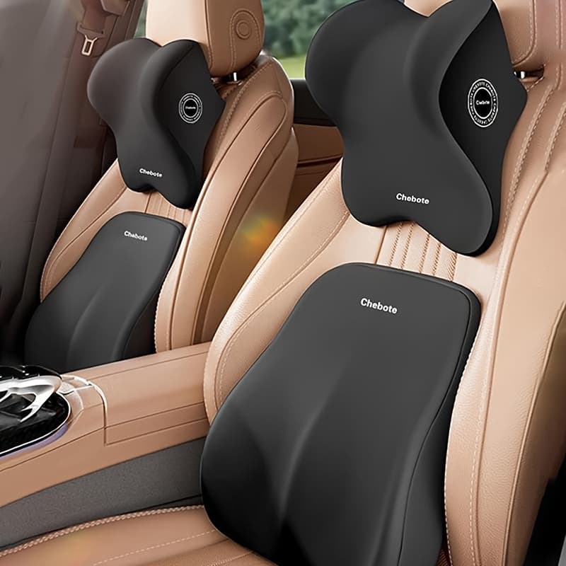 TEMU Ergonomic Car Set - Memory Foam Lumbar Support & Neck Pillow, Fit, Machine Washable, Lumbar Support, Car Use