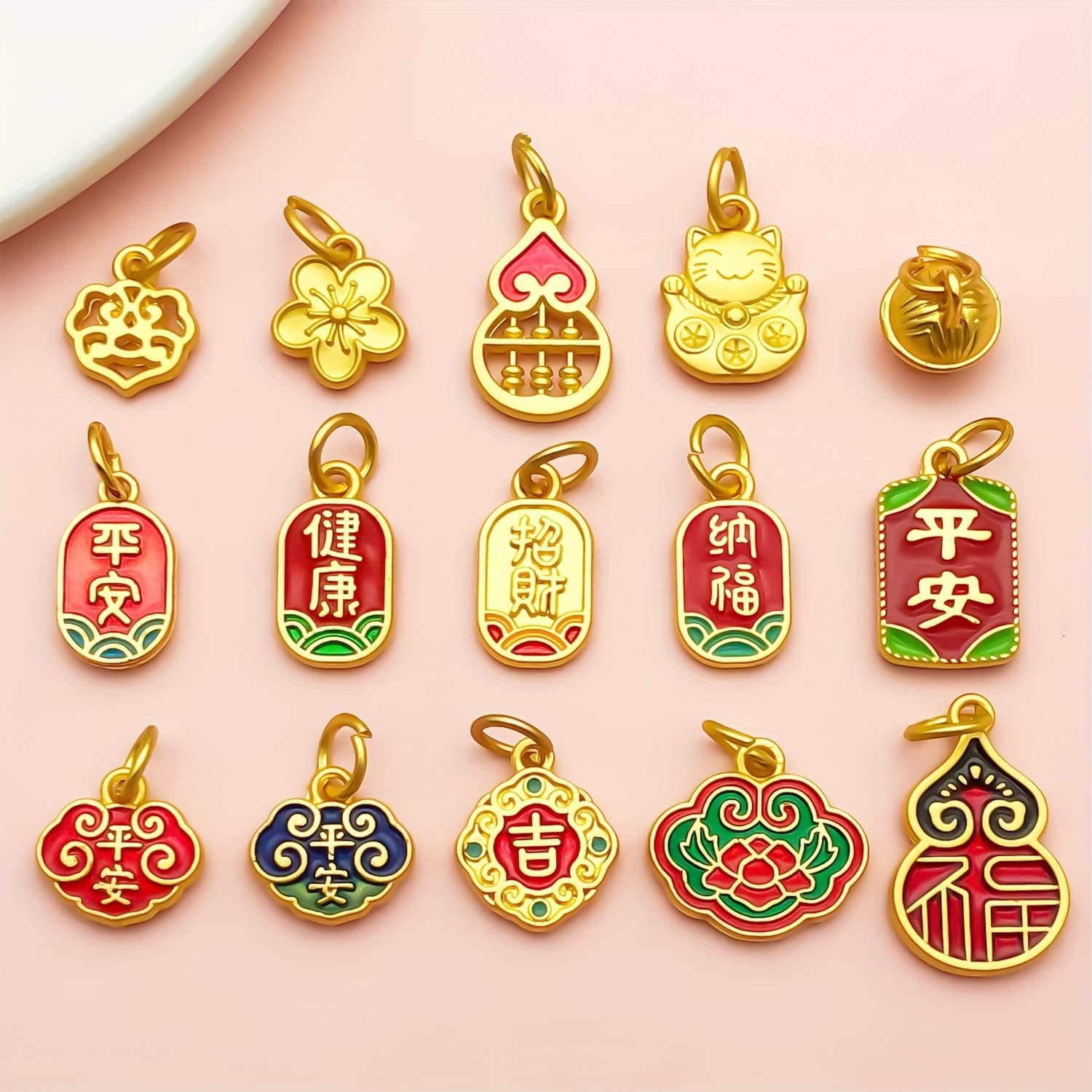 TEMU 15pcs Ancient Method Golden Matte With Hanging Loop Set