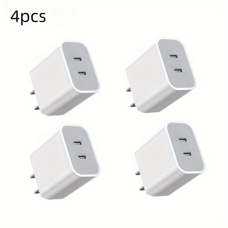 TEMU Usb C Wall Charger 40w, 2pcs/3pcs/4pcs Dual Port 20w Type C Fast Charging Block, Durable Adapter For Iphone 11/12/13/14/15/pro Max, Xs/xr/x, Ipad Pro, Pro, Galaxy (white)