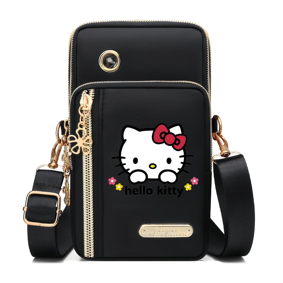 TEMU 2026 New Hello Shoulder Bag, Casual Crossbody Phone Bag With Metal Flower-shaped Zipper, Suitable For Daily Commuting And Casual Outfits