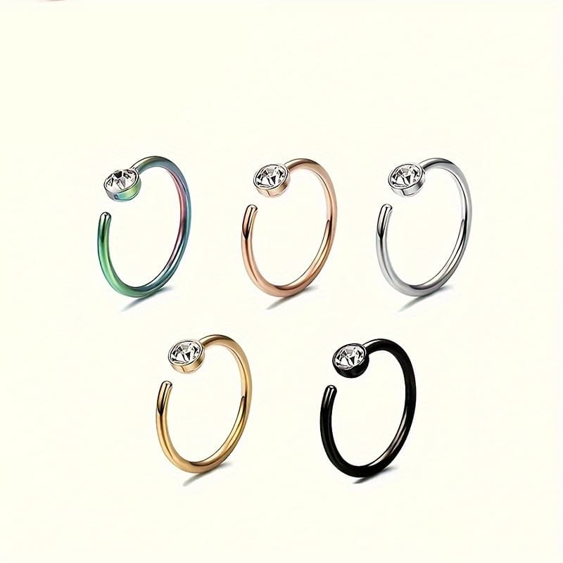 TEMU 5pcs Set Of Fashionable Stainless Steel Nose Ring Set