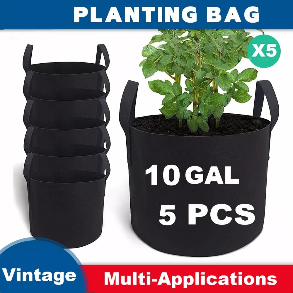 TEMU 5pcs Grow Bags Fabric Planters Plant Pot Balcony Garden -5/7/10 Gallon