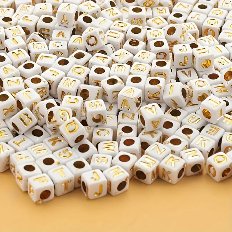 TEMU 502pcs (- & 0-9) Acrylic Square White Letter Beads Suitable For Jewelry Making, Diy Crafts, Alphabet & Number Beads For Bracelets, Necklaces, Keychains - - 502 Beads
