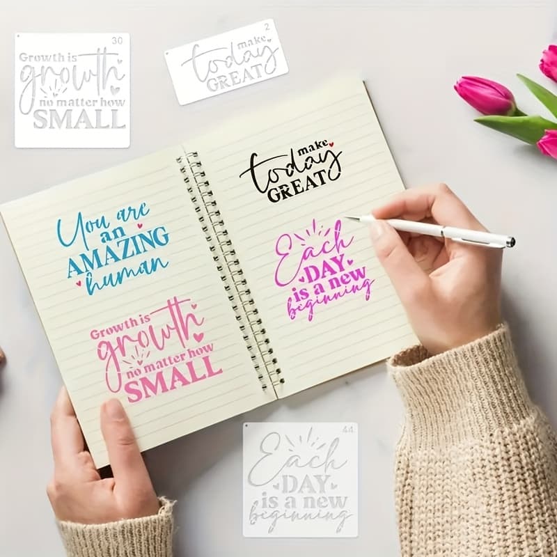 TEMU 45pcs Stencil Set Reusable Templates For Painting On Wood, , Front Doors, Walls, Etc