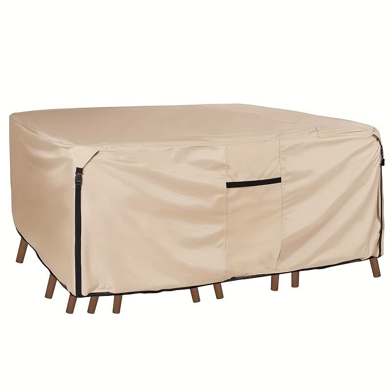 TEMU Patio Table Cover With Chair Set Upto 111"l X 74"w X 28"h - 400d Tough Canvas Outdoor Furniture Cover
