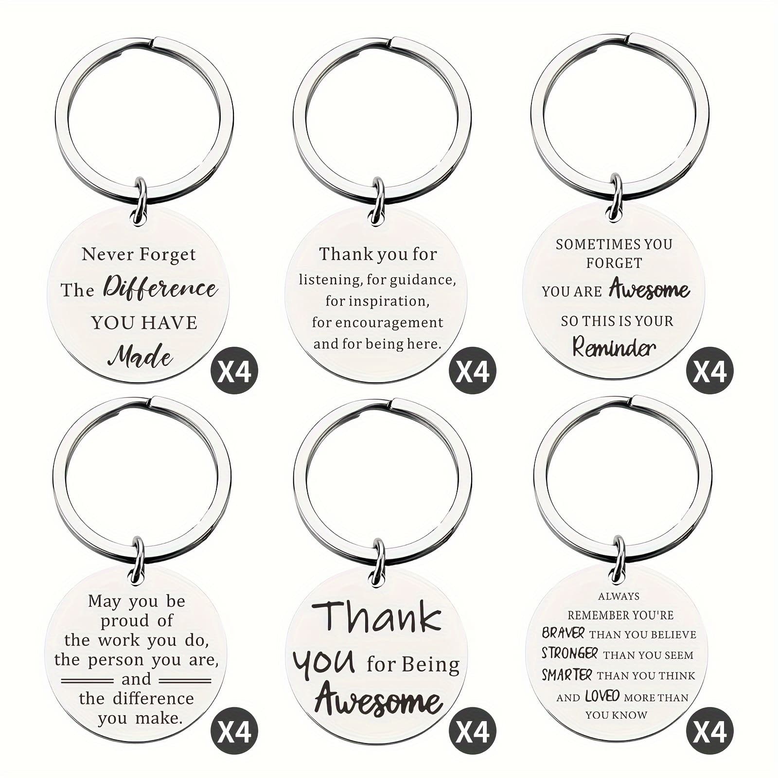 TEMU 24pcs Stainless Thank You Keychain Set - Inspirational Tokens For Employee, Teacher, Nurse, Worker Recognition - Perfect Gift For Thanksgiving And Christmas