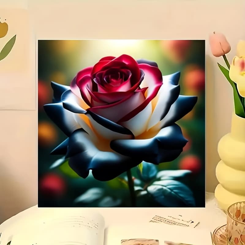 TEMU 5d Diamond Painting Kit, With Round Acrylic Diamonds - Flower | Diy Art And Crafts Set, Suitable For Home And Office Wall Decoration | Perfect Birthday Gift,