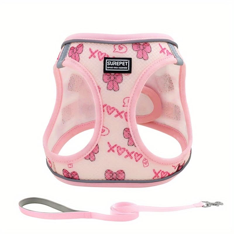 TEMU Dog Harness And Leash Set, Soft Mesh Pet Harness, Reflective Adjustable For Small To Medium Dogs, Suitable For Walking, Running, Training Puppy Vest