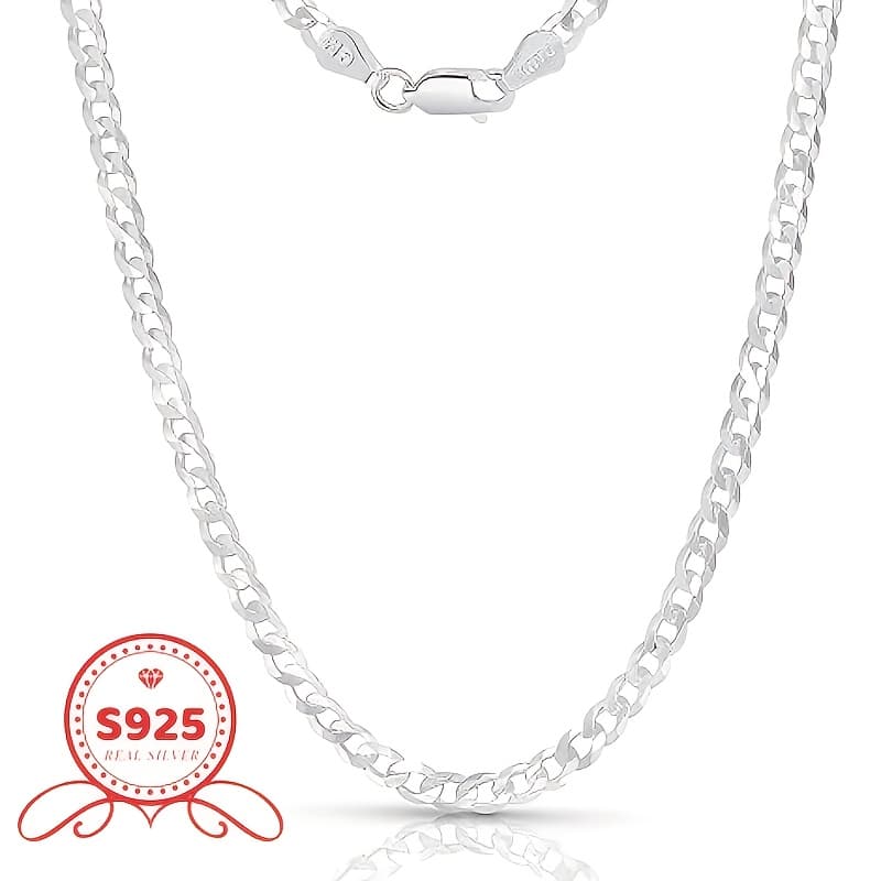 TEMU 925 Silver Necklace, 2mm Easy Necklace For Men And Women, With Pendant Necklace, Fashion Jewelry As Christmas Party Gifts