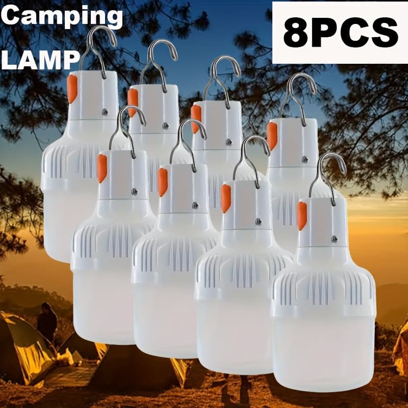 TEMU 8-pack Rechargeable Led Lanterns, Flashlight With Hook, Matte Abs, 36v Max For Adventure, Climbing, Emergency, Commercial Lighting