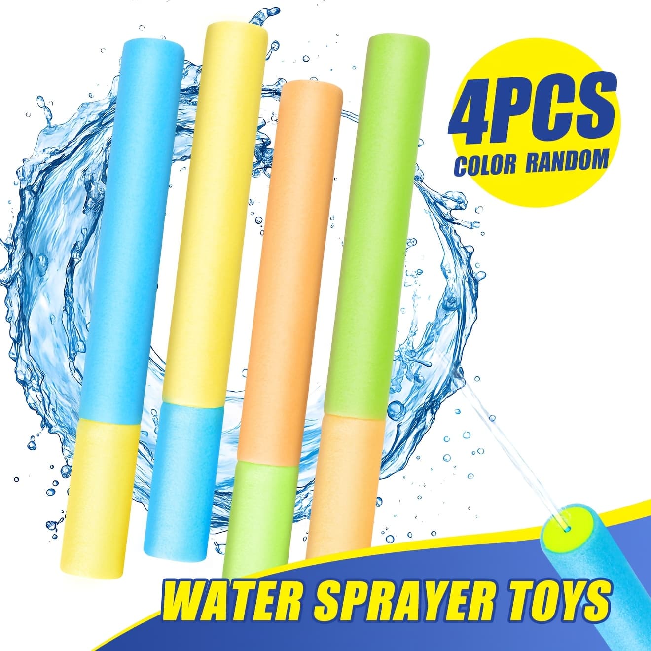 TEMU 4pcs Foam Water Gun Pool Toys | Pull-out Water Sprayer Blasters | Summer Outdoor Pool Beach Backyard Splash Play Set | Pool Accessories & Pool Must Haves | Gifts For | Random Colors
