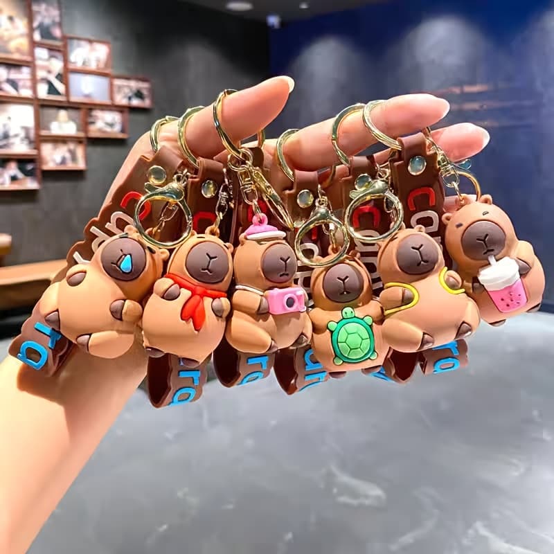 TEMU 6pcs Kapibala Capybara Keychain - Cute Bag Hanging Decoration Small Gift, Suitabla For Keys And Car Decorations - For , Thanksgiving Gift, Party Gifts, Birthdays Gifts