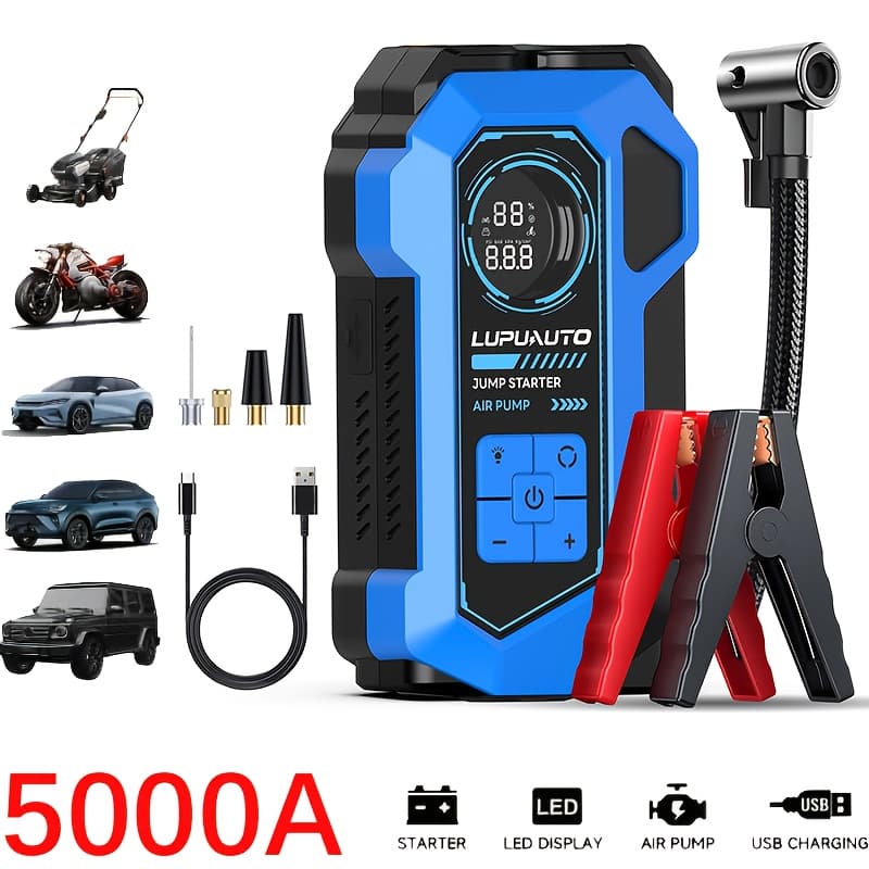TEMU Portable Car Jump Starters, 12v Car Battery , 160psi Air Pump Jump Starters, Jumper Cables And Led Flashlight, Car Accessories Tools