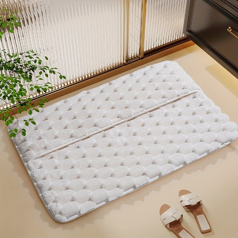 TEMU Super Soft Bathroom Floor Mat Thick About 2cm, 1.3ft * 2ft/1.6ft * 2.6ft Square Bathroom Floor Mat, Non Slip, Absorbent