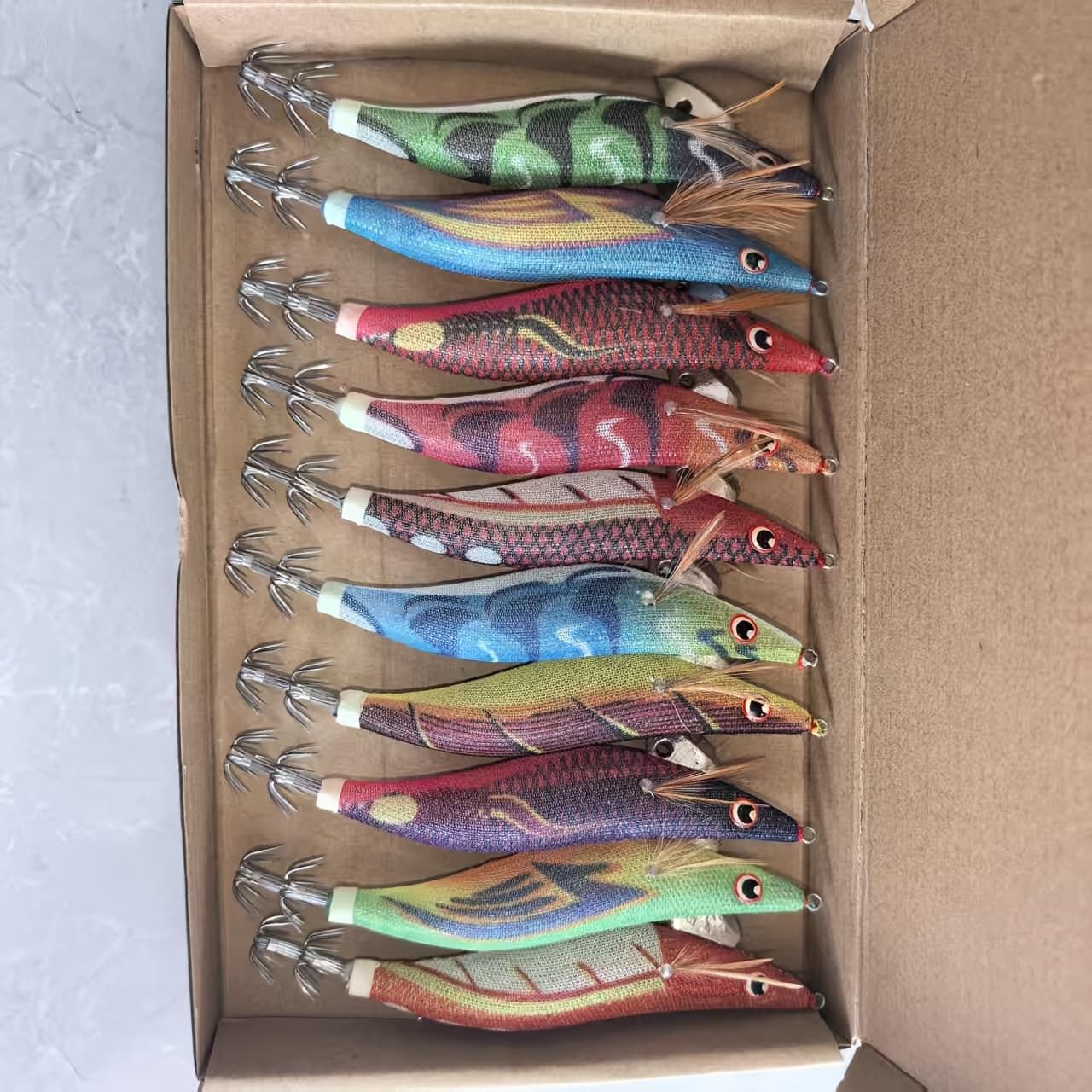 TEMU 10pcs Wooden Shrimp Squid Hook Lures, -the-dark Hooks, Mojo Saltwater Fishing, Boat Fishing, , Octopus Bait, Simulated Lures With Wooden Shrimp Bodies