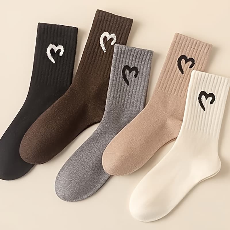 TEMU 5 Pairs Of Semi-heart Lightweight Breathable Women's Socks