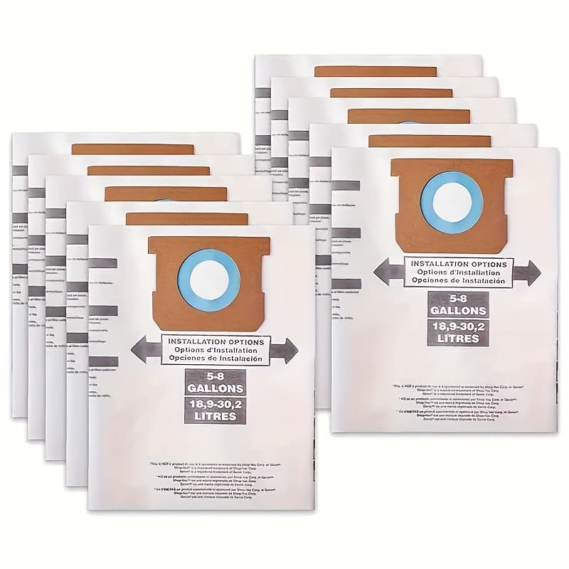 TEMU 10pcs 5-8 Gallon For Shop Vac Dust Bag - Replacement Accessory For Vacuum Cleaning - And Durable Cleaning Tool - Type E 90661 9066133, Type H 90671 9067133; Vf2004, Vhbs High