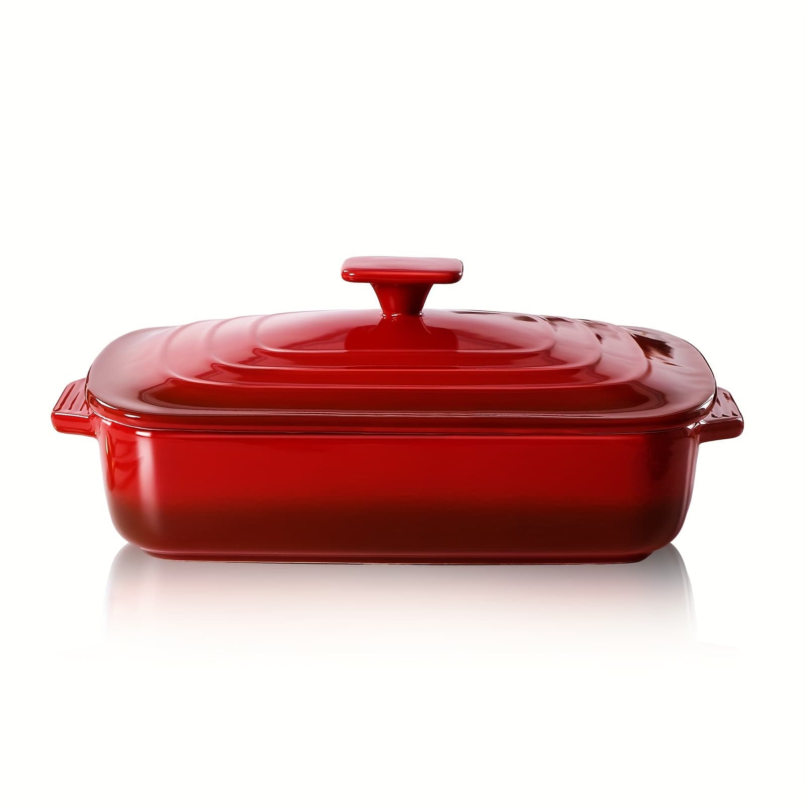 TEMU Large Ceramic Casserole Dish With Lid, 4.0 Quart Covered Rectangular Stoneware Baking Dishes For Oven, Deep 9x13 Inch Pans For Baking And Serving, Perfect For Mothers Day Gifts, Red