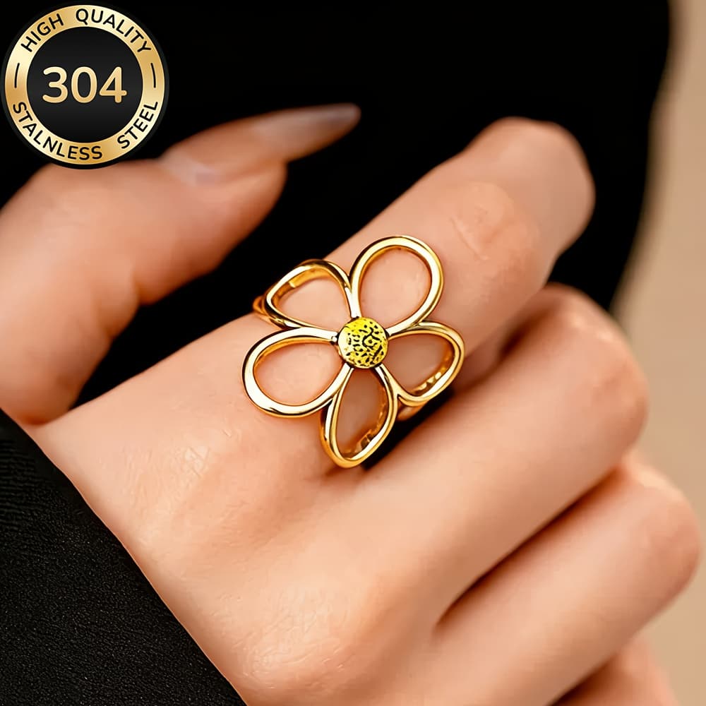 TEMU High-quality Stainless Steel Hypoallergenic , Anti-fading, Simple And Elegant, Suitable For Daily Wear Or Party, Fashionable Women's Ring, Jewelry Accessory, And An Exquisite Gift For Women.