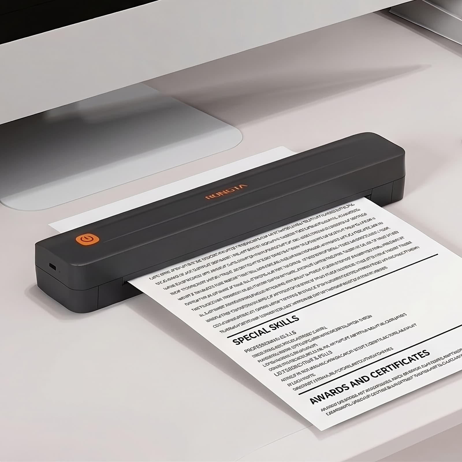 TEMU Rongta F11a/ Inkless Thermal Portable Printer For Travel And Home Office Use - Supports A4 And 8.5x11 Inch Letter Size Thermal Paper, Compatible With Phone, Laptop, And Desktop