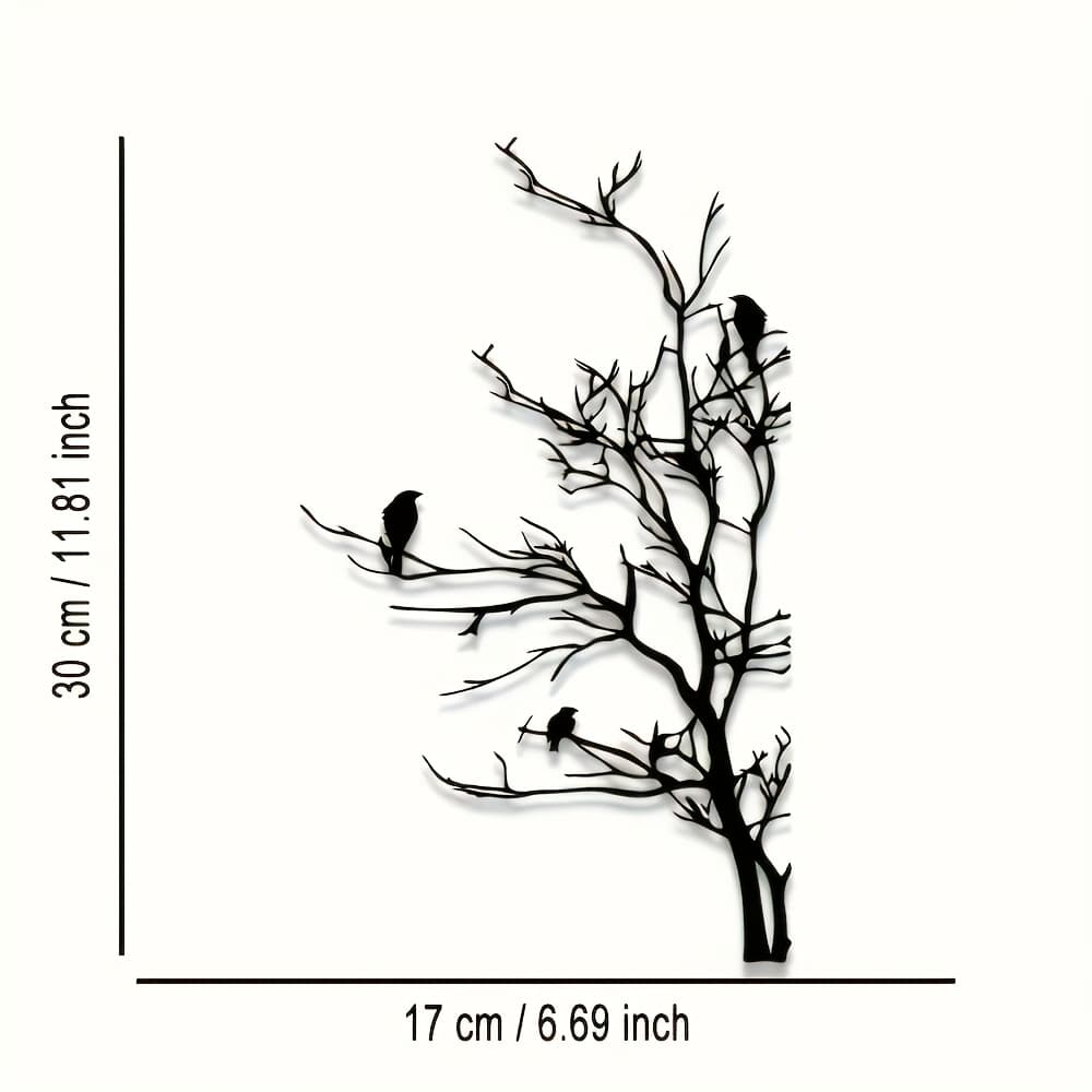TEMU 1pc Of Elegant Metal Wall Art - Tree And Bird Silhouette, Perfect For , Home And Garden Decor, Farmhouse Style Wall Hanging, An Gift For Bird Enthusiasts | Modern Silhouette