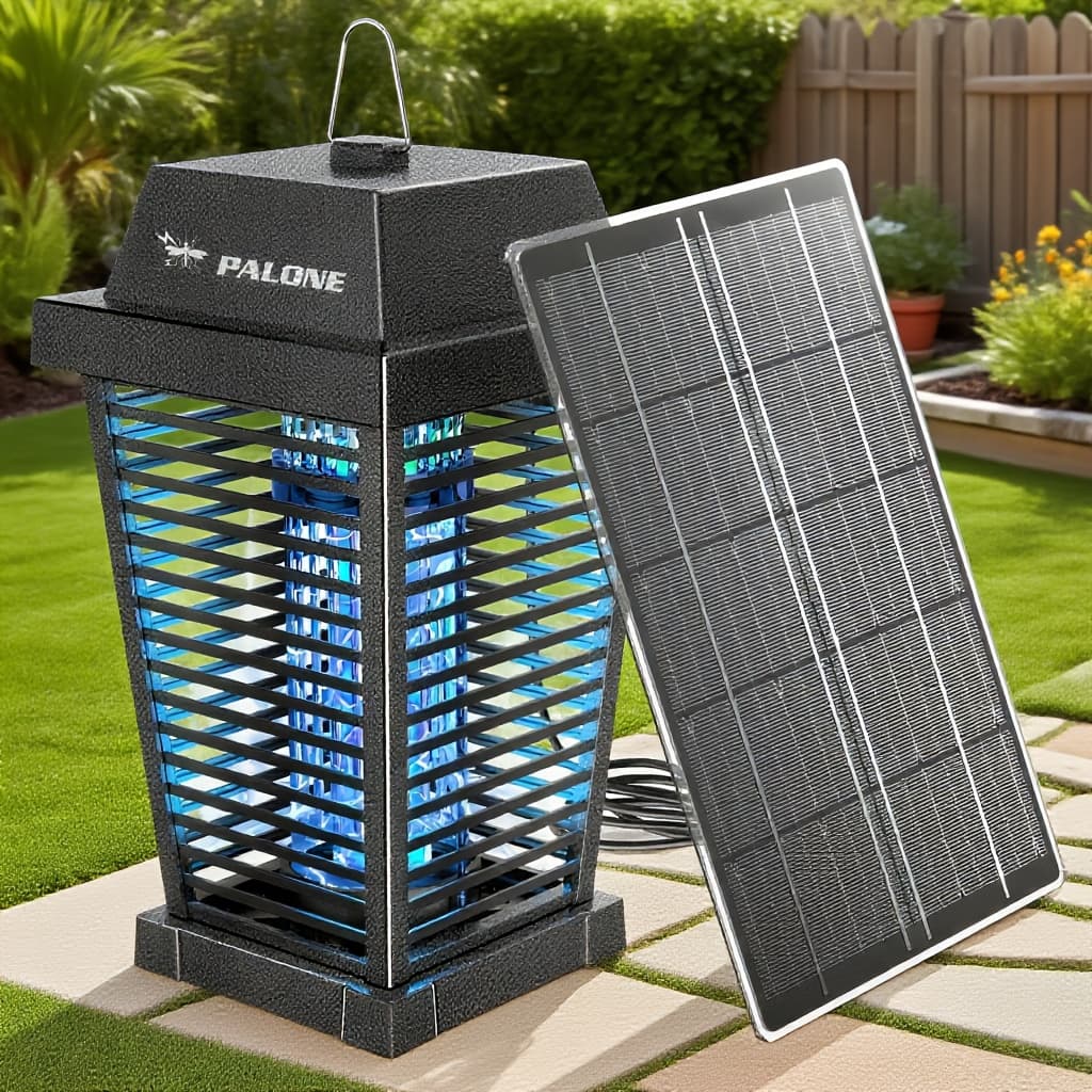TEMU Powered Zapper Pest Control Killer Lamp With 7.5w Solar Panel For Garden Patio Balcony Camping Yard Insect Killer Usb Charging Bug Light Pest Control