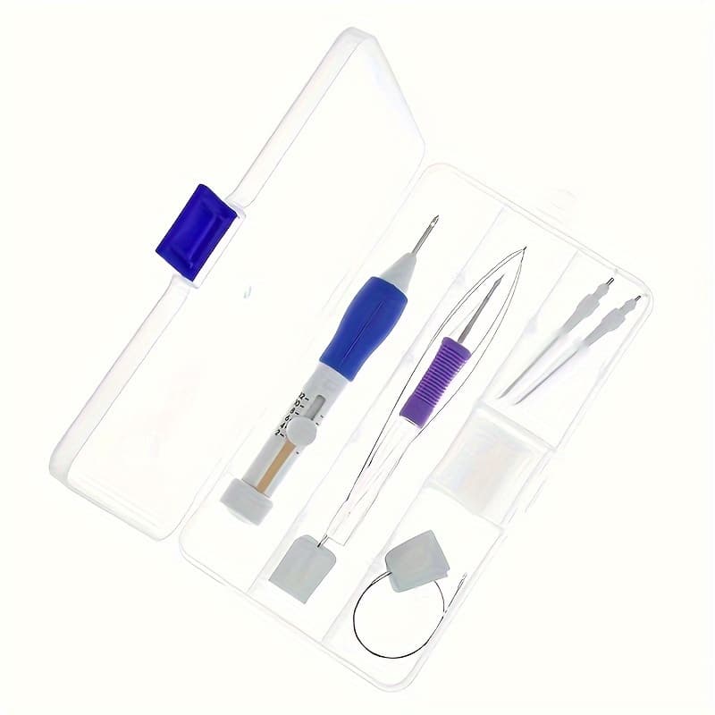 TEMU 7pcs Embroidery Punch Needle Sewing Tool Set, For Hand Weaving And Sewing