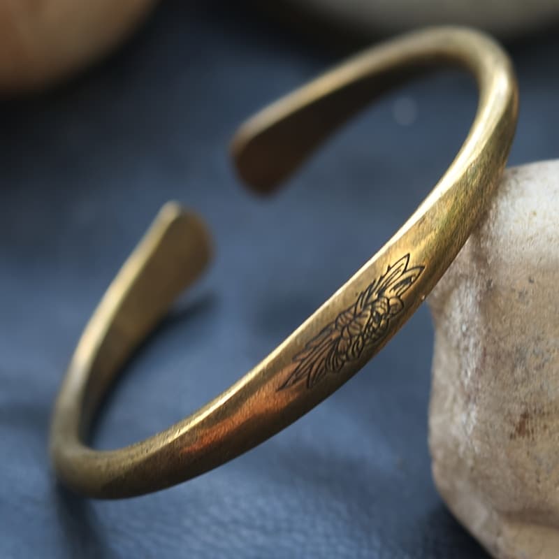 TEMU 1pc 1pcs Vintage Carved For Lotus Bracelet - Adjustable Unisex Cuff With Lotus Charm, Ethnic Bohemian Minimalist Jewelry Suitable For , For Daily Wear, Parties, Gifts, Versatile Wristband