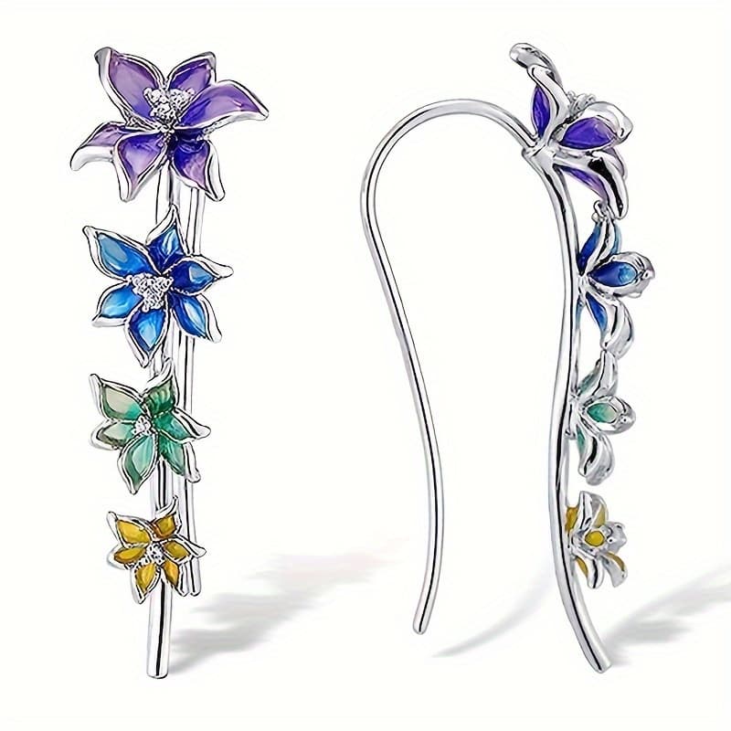 TEMU Exquisite Vintage-style Dangle Earrings - Enamel , Bohemian Vacation Inspiration, Trendy Jewelry For Women, Fashionable Gift Idea For Her.
